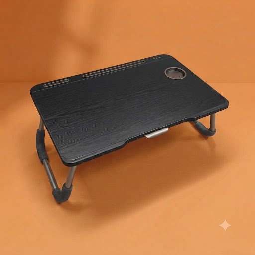 Kiara Executive Matte Black Foldable Study Desk with Mini Drawer